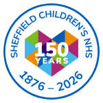 Circular Sheffield Children’s NHS badge with a colourful heart and the text ‘150 Years, 1876–2026.